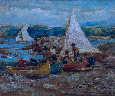Edward Henry Potthast's painting, Sailing Canoes on a Beach, will complement two other works by Potthast in the collection.